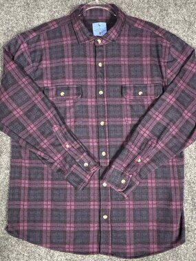 Tailorbyrd The Sweatershirt Mens XXL Purple Navy Plaid Flannel Button Down Shirt